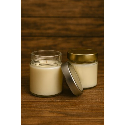 Aromatic handmade soy wax candle in a jar