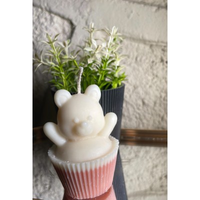 Bear Cupcake Handmade Scented Candle Plant-Based Soy Wax