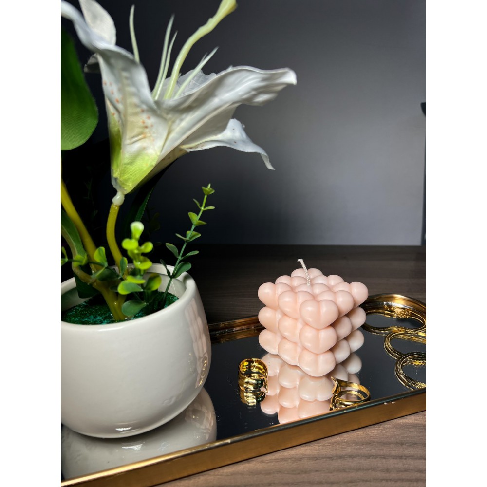 Bubble Heart Handmade Scented Candle Plant-Based Soy Wax - Candles | Candlespap.gr