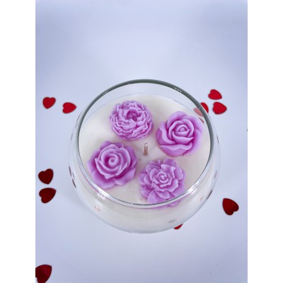 ❤️Candlescup with flowers Αρωματικό χειροποίητο φυτικό κερί σόγιας 