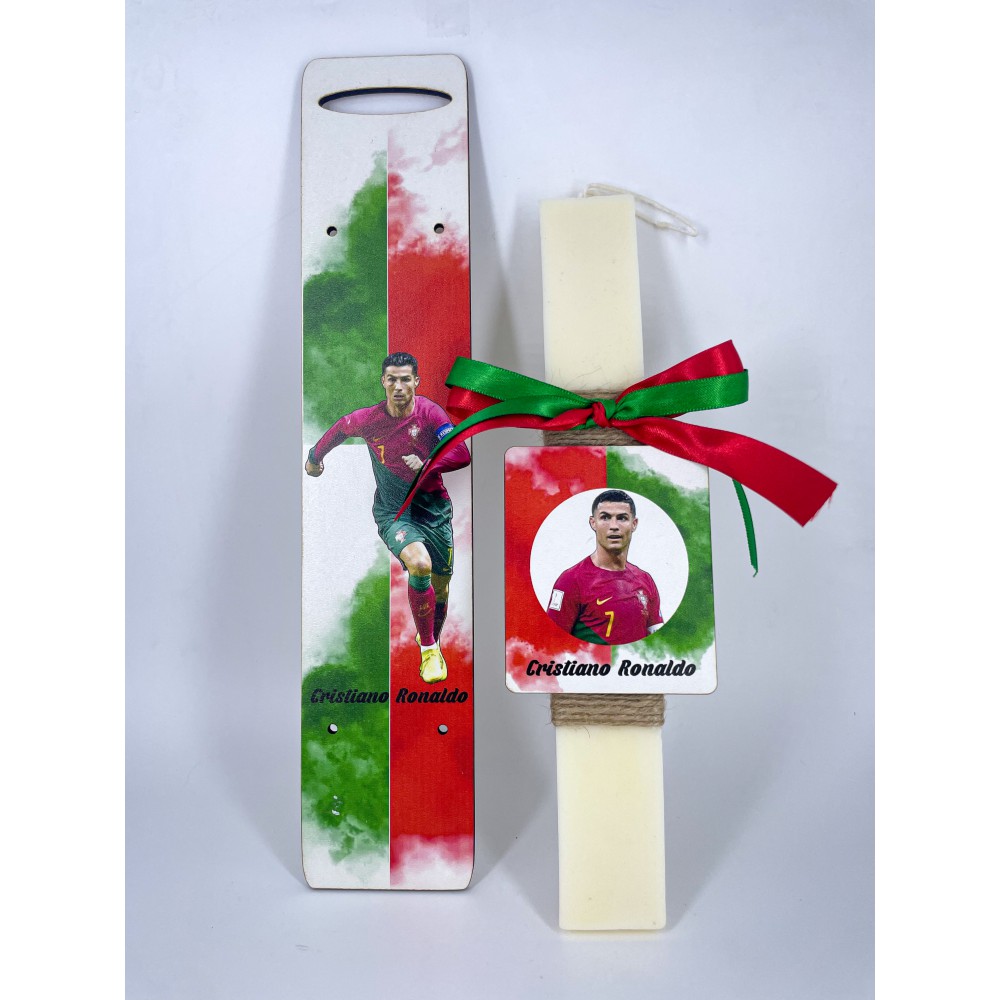 Cristiano Ronaldo Easter candle – handmade scented candle from plant-based soy wax - Easter Candles | Candlespap.gr