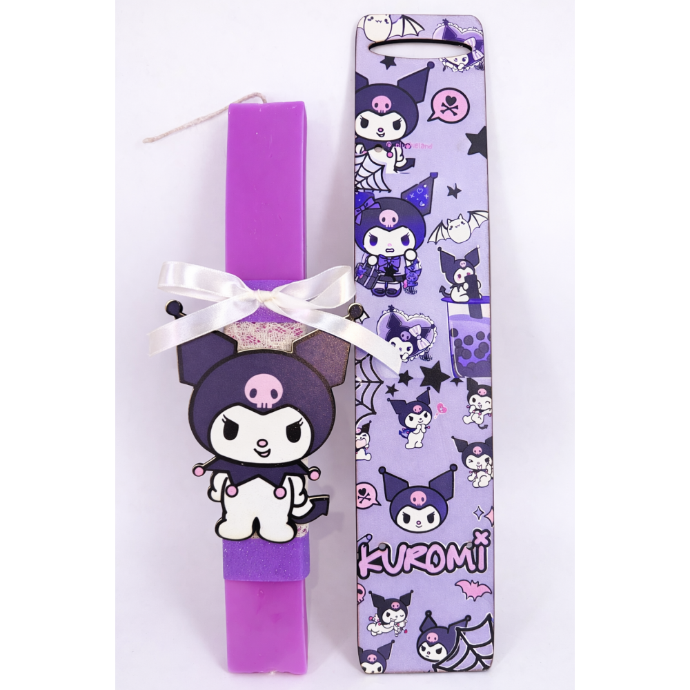 Kuromi Easter Candle with Wooden Back Panel  -  | Candlespap.gr