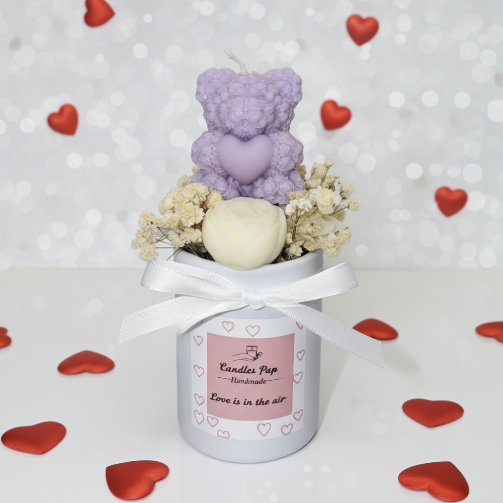 My Little Valentine – Μωβ Αρκουδάκι | Άρωμα Γλυκιά Βανίλια -  | Candlespap.gr