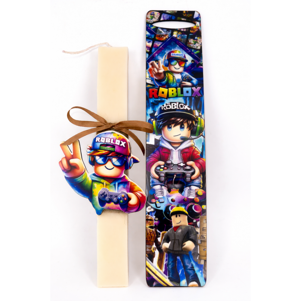 Roblox Gamer Easter Candle with Wooden Back Panel  -  | Candlespap.gr