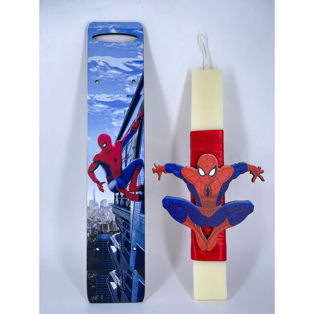 Spider-Man Easter candle – handmade scented candle from plant-based soy wax - Easter Candles | Candlespap.gr