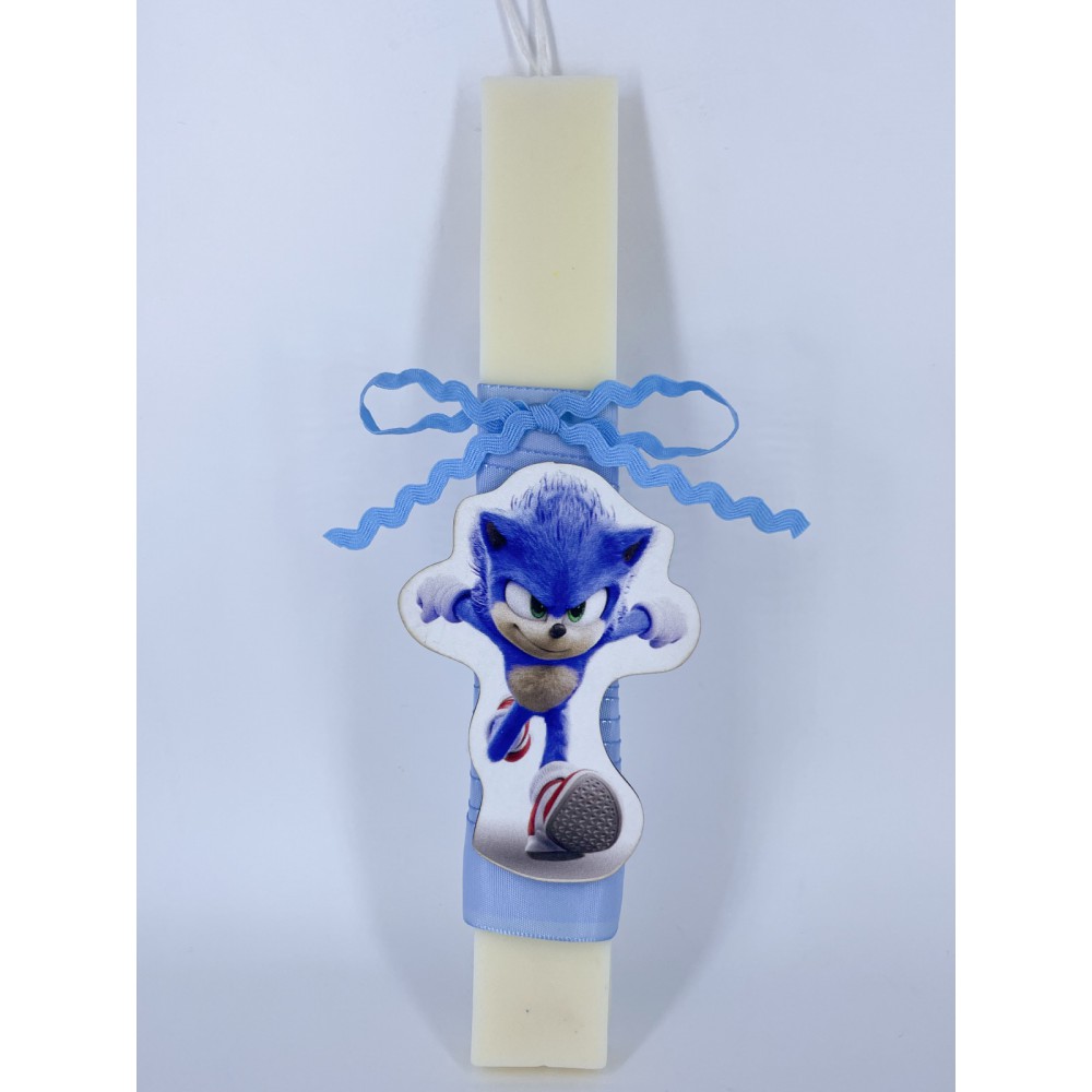 Λαμπάδα ''Sonic'' αρωματικό χειροποίητο φυτικό κερί σόγιας  -  | Candlespap.gr